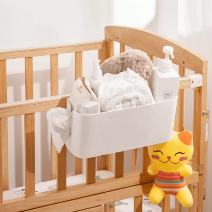 1 Pieza Organizador tipo cesta para cabecera, cesta de almacenamiento lateral para cuna de bebé, estantería colgante, contenedor de almacenamiento para escritorio