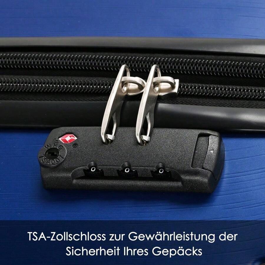 Valise rigide, valise à roulettes, valise de voyage, bagage à main 4 roues, en matériau ABS, serrure douanière TSA, 76,5 * 50,5 * 31,5 cm, bleu foncé