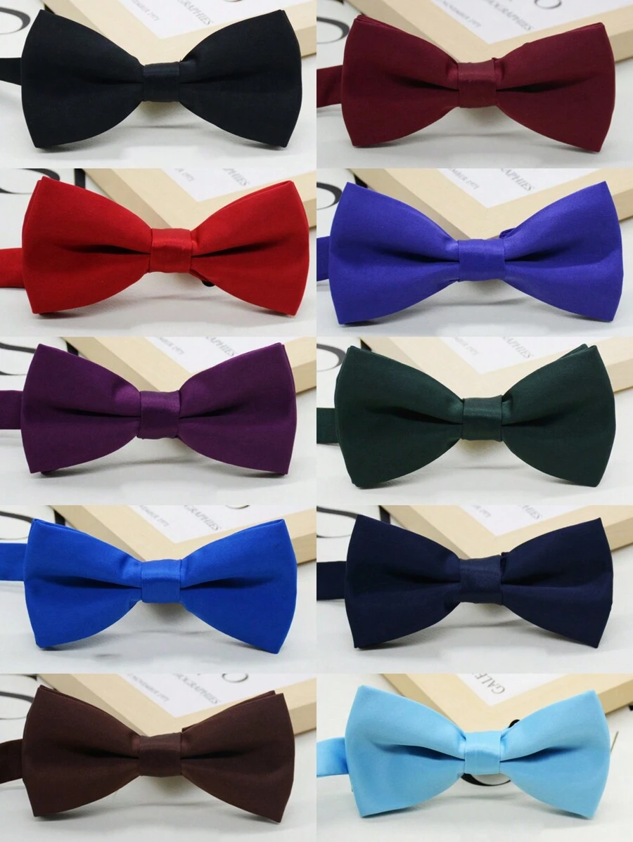 1pc Men's Solid Color Double Layer Bow Tie, Versatile For Party, Performance And Formal Suit
