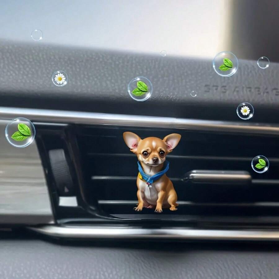 1pc Acrylic Car Vent Clip Air Fresheners Cute Chihuahua Shaped Air Vent Freshener - Decorative Acrylic Aromatherapy Diffuser Easy Installation Kit, Long-Lasting Fragrance, Compact Design, And Adorable Interior Accessory