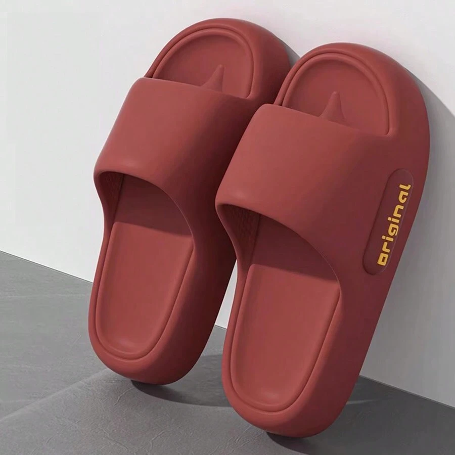 Simple Letter Design Slippers, Casual Open Toed Soft Soled Shoes, Comfortable Indoor Home Bathroom Slippers