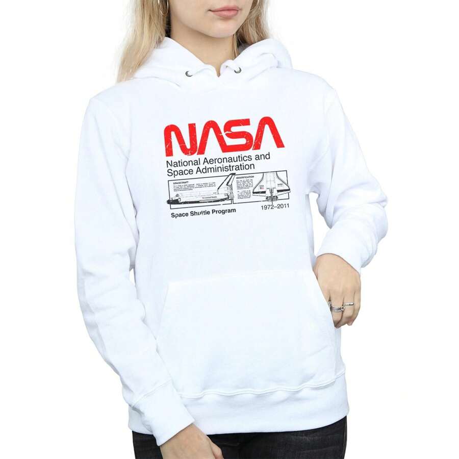 NASA sweat-shirt à capuche femme/dame navette spatiale (blanc)