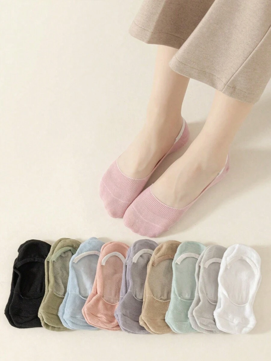 Random 5/10/20/30 Pairs Multi-Color Non-Slip No Show Invisible Low Cut Liner Socks