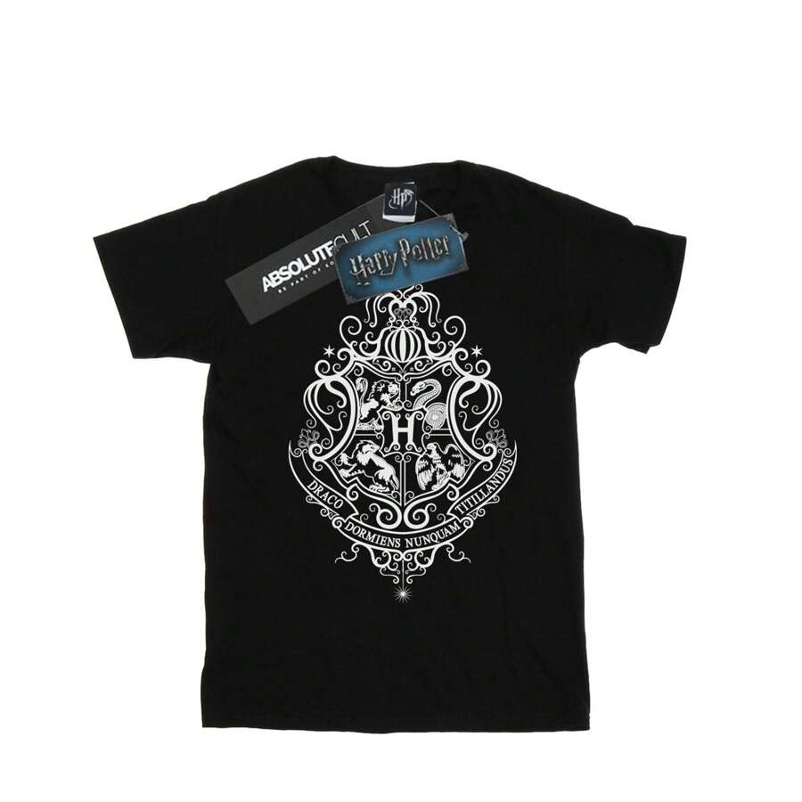 Harry Potter T-shirt Hommes avec écusson Draco Dormiens de Poudlard (Noir)