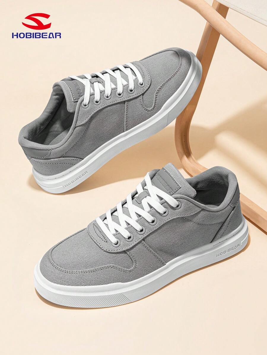 HOBIBEAR Plus Size Men's Breathable Non-Slip Casual Sneakers - Lace-Up, Fashionable, Minimalist Design, Thick Sole, Low-Top