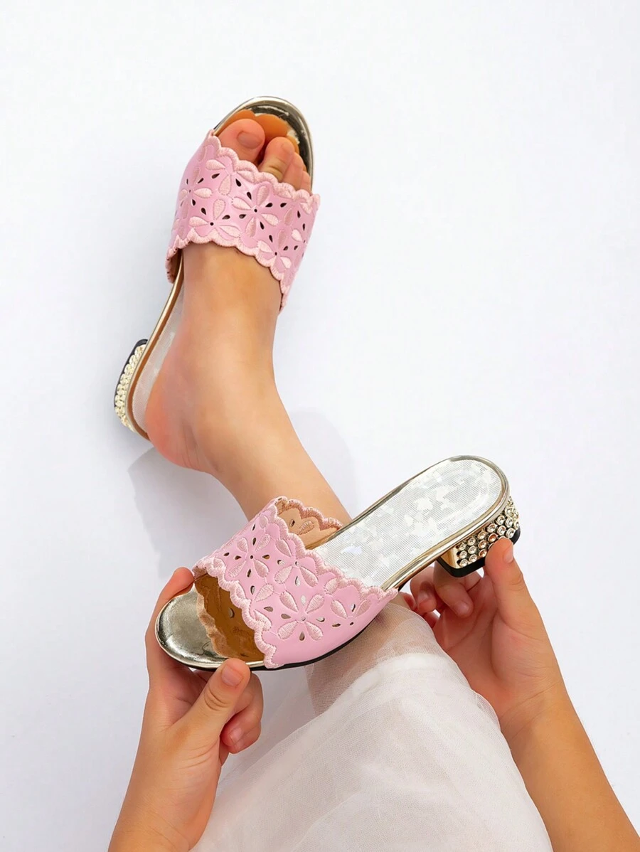 1 Pair Fashionable, Elegant, Versatile And Luxurious Girl's High Heel Sandals