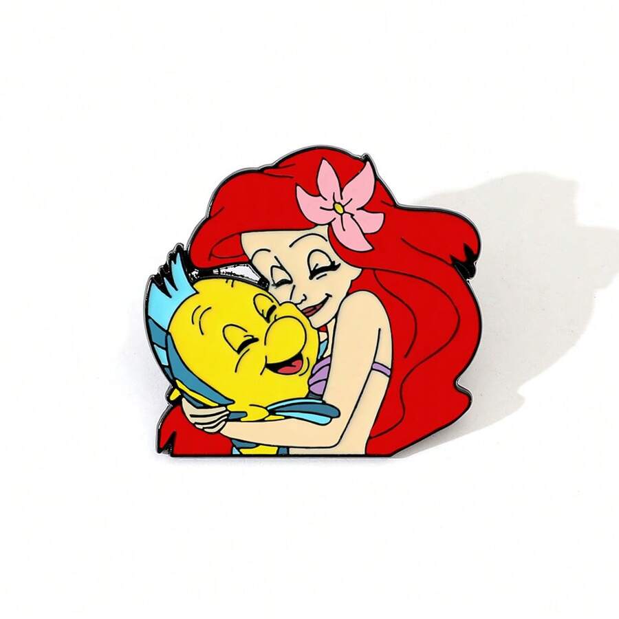 1 Pc Cartoon The Brooch Cute Princess Fish Enamel Pin Metal Badge Jewelry Clothes Backpack Accessories Gift For Friends Dress Accessories Pin For Clothes Bag Charm Backpack For School