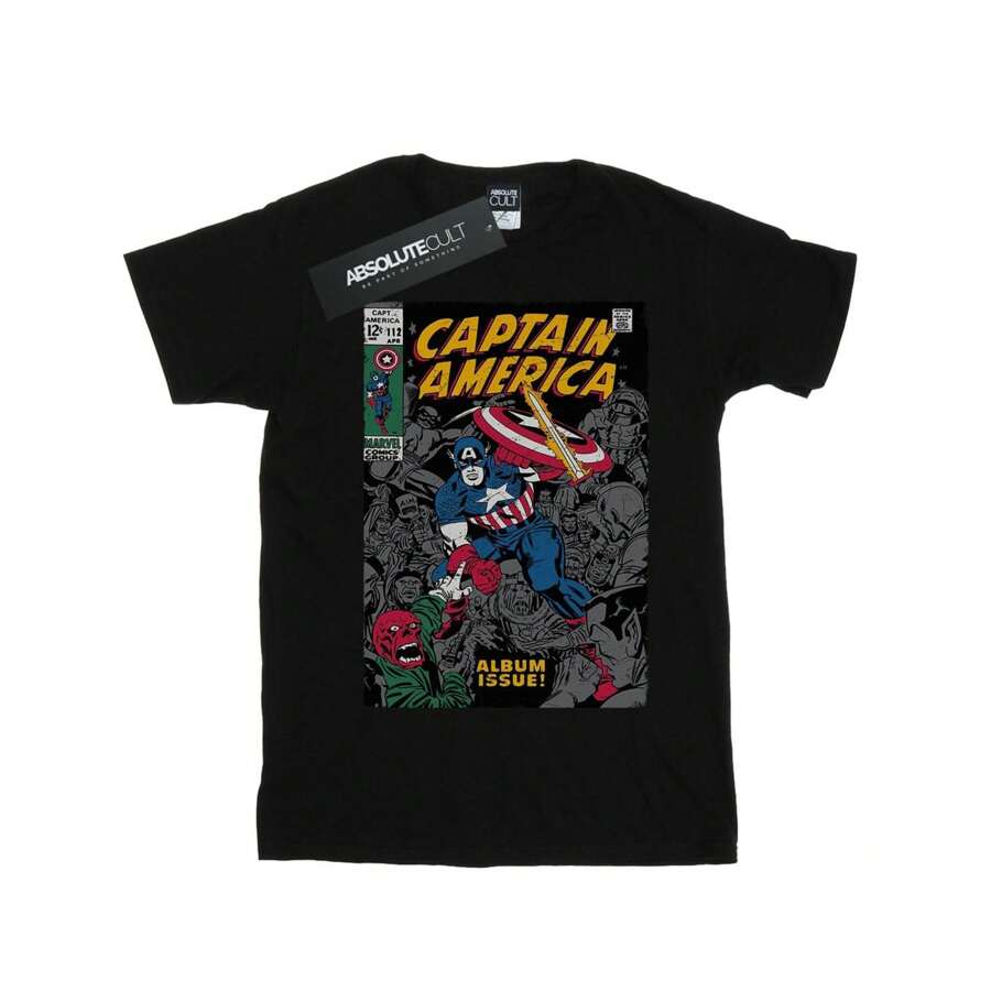 Marvel Koszulka męska z okładką wydania albumu Captain America (czarna)