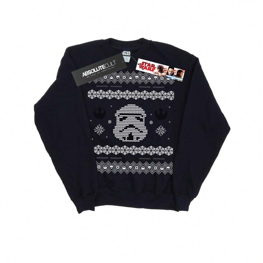 Disney Męska bluza Stormtrooper Christmas Fair Isle (granatowa)