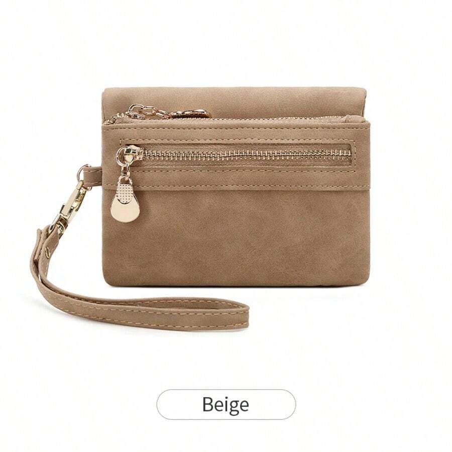Retro Folding Wallet With Zipper Multifunctional Women's Wallet Made Of High-Quality PU Leather