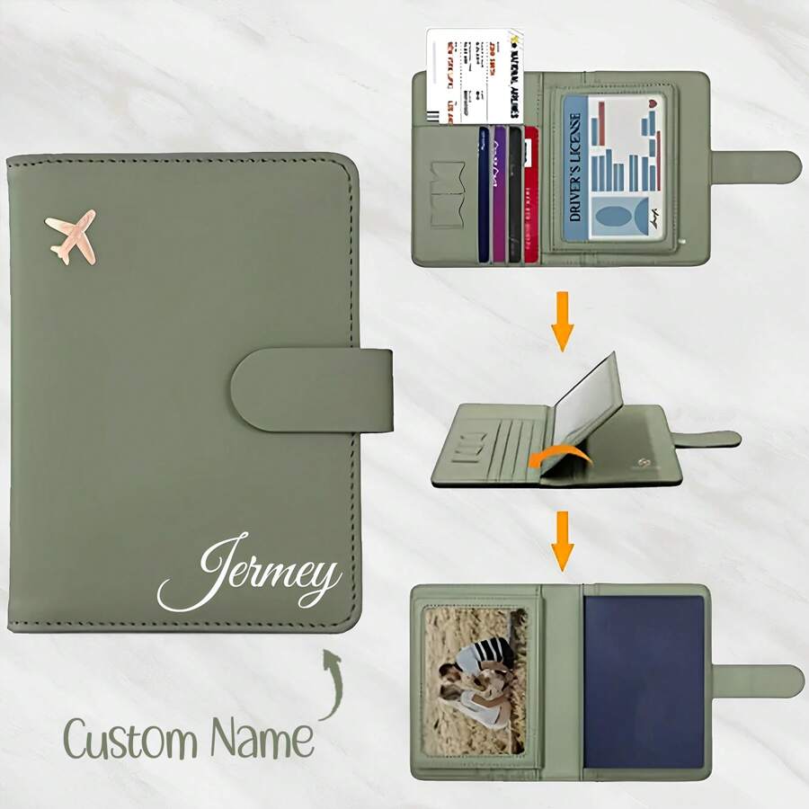 Porta-passaporte personalizado, Porta-passaporte de Couro, Capa de Passaporte com Nome Personalizado, Carteira de Passaporte Personalizada, Presente para Damas de Honra, Presente de Viagem, Carta, Dobrável, Prática, Versátil, Multifuncional, Portátil, Vintage, Fofa, Colorida, Estilo Y2K, Vibes de Férias/Férias, Minimalista, Cor Sólida, Personalizada, Única, Customizada, Presentes Ideais para Ele, Presentes Ideais para Ela, Mulheres, Novatos e Trabalhadores de Colarinho Branco, Crianças, Amigos, Família, Namorada, Namorado, Dela, Para Ar Livre/Saídas/Viagens/Caminhada/Estádio/Esportes/Escalada, Para Negócios/Transporte/Trabalho/Escritório, Acessórios de Viagem