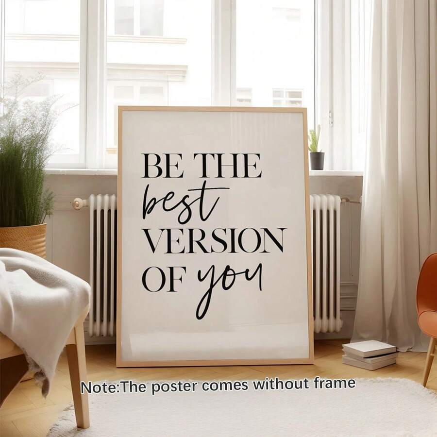 1pc Wall Art Prints, Be The Best Version Of You, Home Decor, Inspirational Quotes, Bedroom Living Room Hallway Decoration,Vintage Motivational Posters,Wall Arts Decorative Murals, Home Decor, Poster Art,Canvas Wall Poster Gifts Birthday Graduation