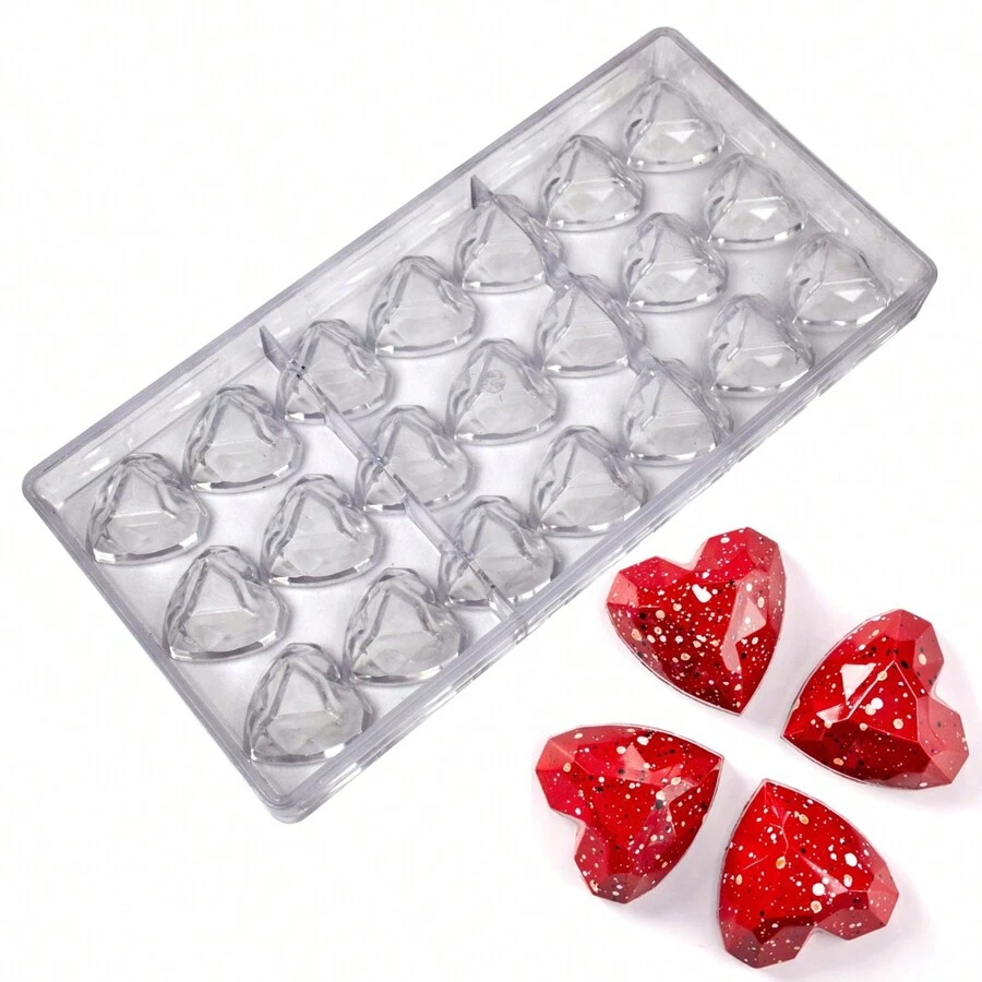 21-Cavity Polycarbonate Material Heart-Shaped Chocolate/Candy Mould, Handmade Confectionery DIY Mold, Suitable For Valentine's Day
