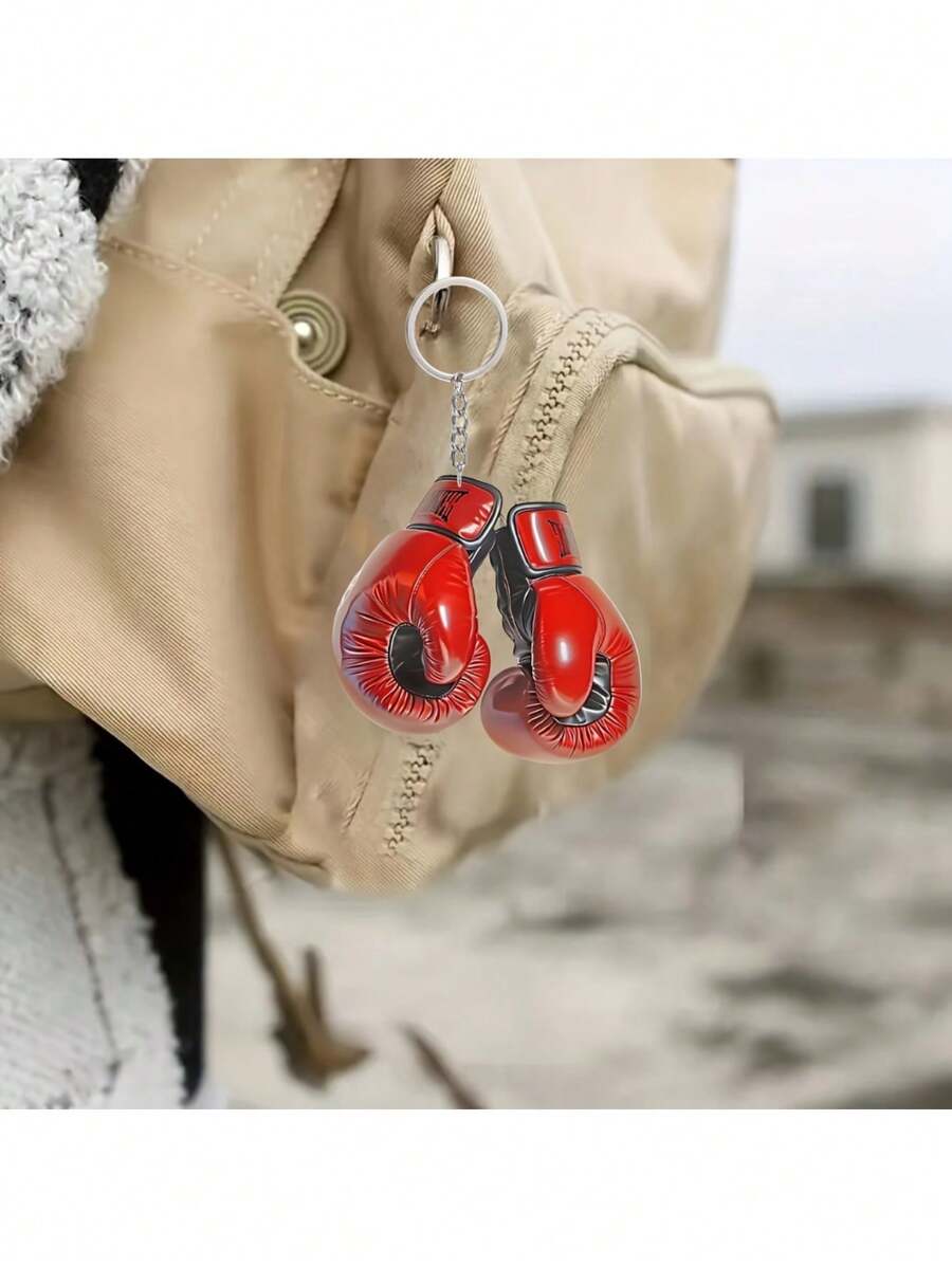 1 pieza Llavero de guante de boxeo de acrílico de moda, colgante creativo para mochila