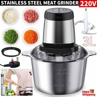Electric Food Chopper/Food Processor, Food Processor 3L 5L Electric Meat Grinder Mincer Mixer Home Blender,Stainless Steel Bowl Grinder For Meat, Vegetables, Fruits And Nuts