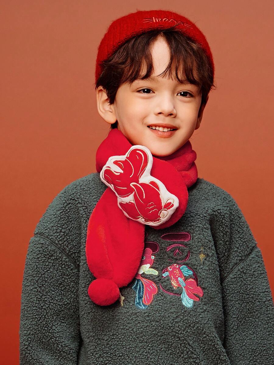 mini bala Mini bufanda de peluche tipo "bala" para bebés, accesorio cálido y festivo para el invierno y Año Nuevo
