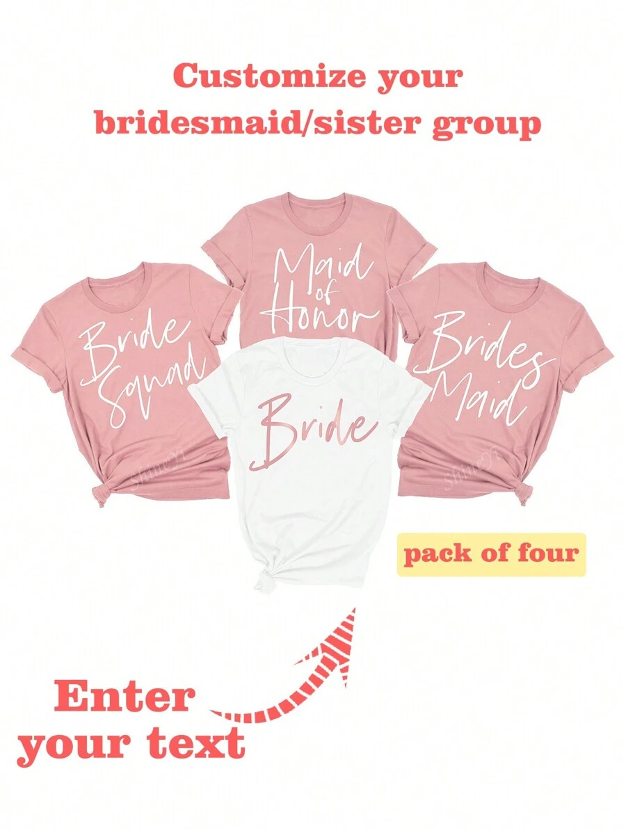 Customized Bride Necessities T-Shirt/Shirt, Gift For Girlfriend/Wife, Valentine's Day Gift, Personalized Women's Crew Neck T-Shirt Top - Add Your Own Text (Name/Partner's Name/Slogan/Anniversary Date/Fashion Meme) To Design Your Personalized Printed, Fitted Shirt, Women's Graphic Tee, Women's T-Shirt, Summer Women's Top, Suitable For Sports/Outdoor/Workout,Ornamental,Dawg,Unique,Custom,Ideal Gifts For Her,Family,Friends,Pink Girls,For Holiday,For Vacation,For Anniversaries