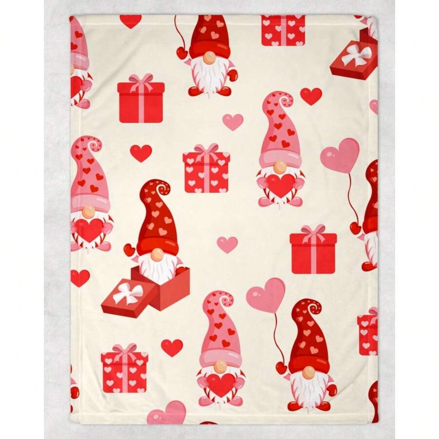 Wedding Gifts Car Seat Blanket Throw Blanket For Bed Gnome Valentine's Blanket, Happy Valentine's Day Blanket, 2025 Valentine's Day Blanket, Anniversary Gift, Couple Fleece Blanket