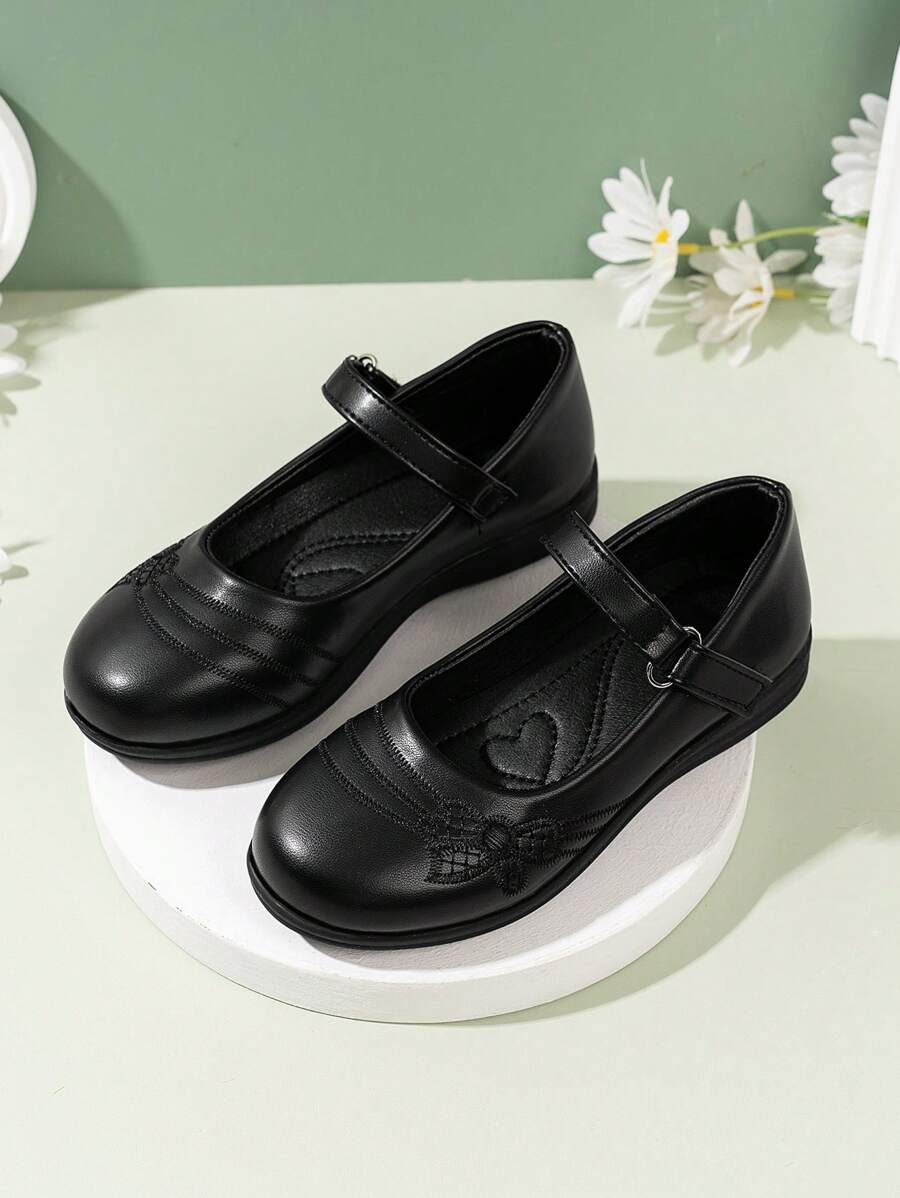 1 par de zapatos planos bordados simples para niñas para uso diario