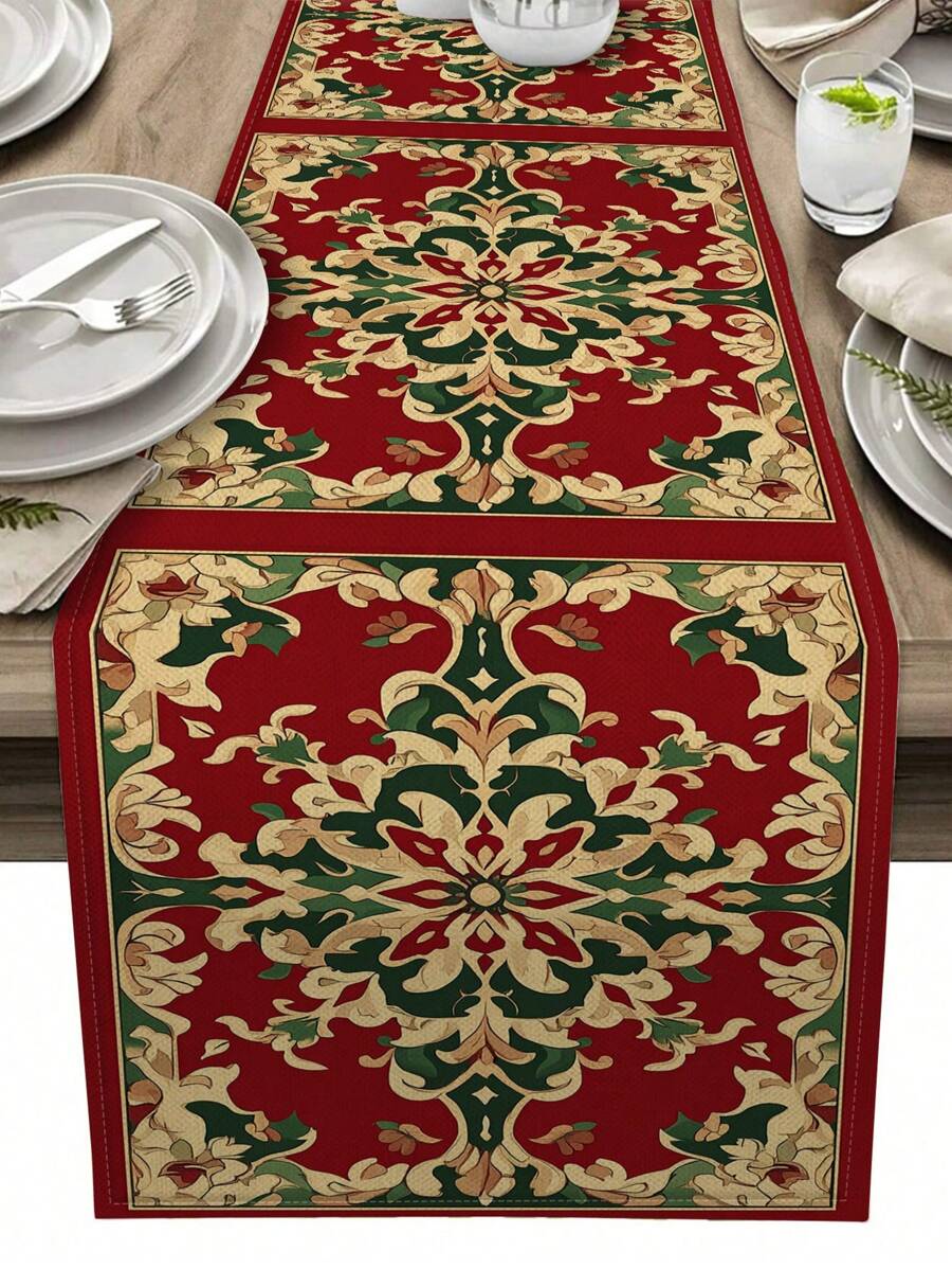 1 pièce Chemin de table à motif bohème, décoration de maison, articles pour fête d'intérieur/extérieur, décoration de pièce. Convient pour la décoration de cuisine à la maison et les décorations de fête
