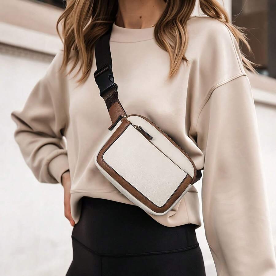 Bolsa Feminina Bolsa de Cintura de Couro Bolsa Transversal Bolsa de Peito de Viagem À Prova d'Água Bolsa de Cinto Bolsa Esportiva Bolsa de Bolso Unissex