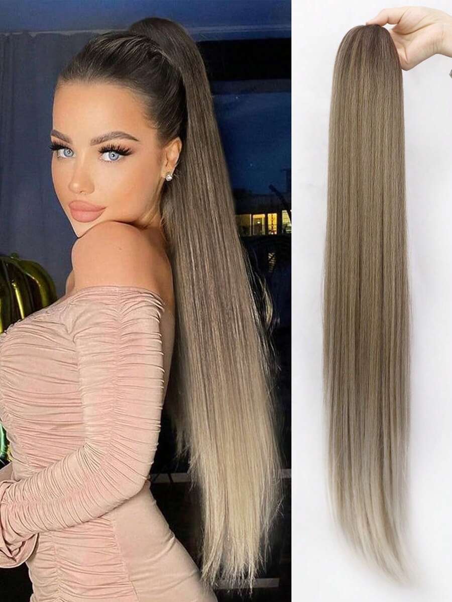 1 st. 30 inch synthetische lange rechte trekkoord clip-in paardenstaart haarverlenging synthetisch haarstuk voor dagelijks gebruik op feestjes Valentijnsdag Een cadeau voor de liefde