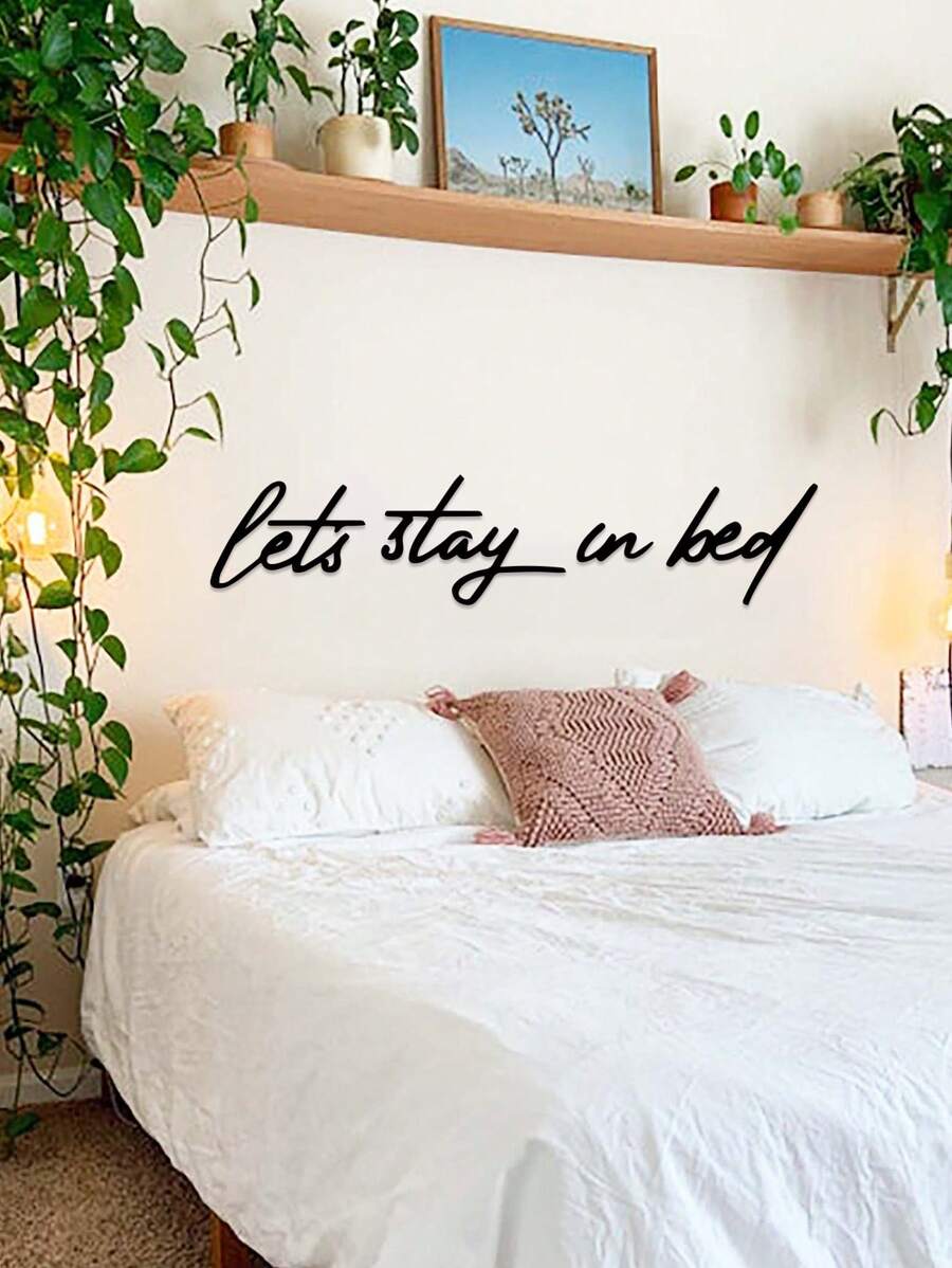 4pc Let's Stay In Bed, Unique Black Metal Wall Art Metal Wall Decoration, Metal Art, Wall Hangings, Quote Wall Art, Metal Sign, Wall Sign, Housewarming Gift Elegant Modern Home Decor Gift Idea For Couples
