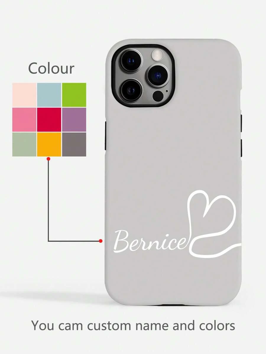Customized Multi-Color Simple Letter Phone Case, Personalized Fashion Heart Letter Name Designed Shockproof Protective Phone Cover, Compatible With Iphone 11 Pro/13 Pro/15 Pro Max, IPhone XR, 12, 13, 15, 16 Pro Max