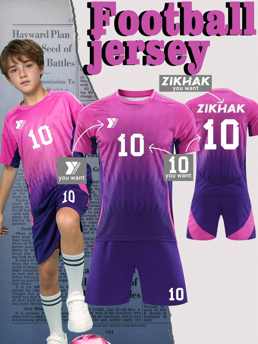 "2024-2025 Customizable Germany-Inspired Youth Football Kit For Kids (Ages 8-12) - Personalized Jersey And Shorts Set, Home Design Style",Customizable Logo, Number, And Text Content
