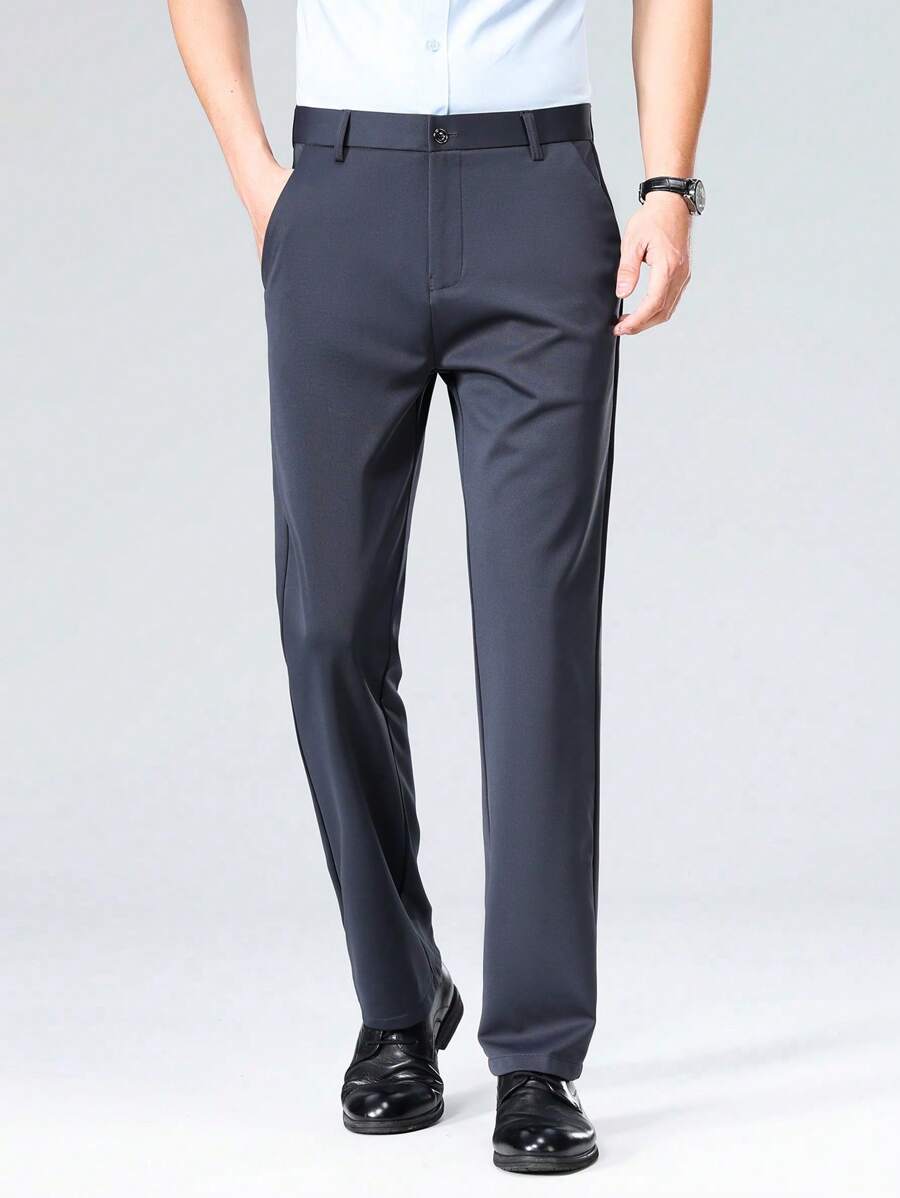 1 Pair Men's Thickened Business Casual Pants, Warm For Autumn/Winter Commuting