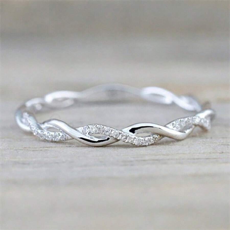 1 PC Elegant Cubic Zirconia Ring For Women For Wedding Engagement Band Jewelry Gift