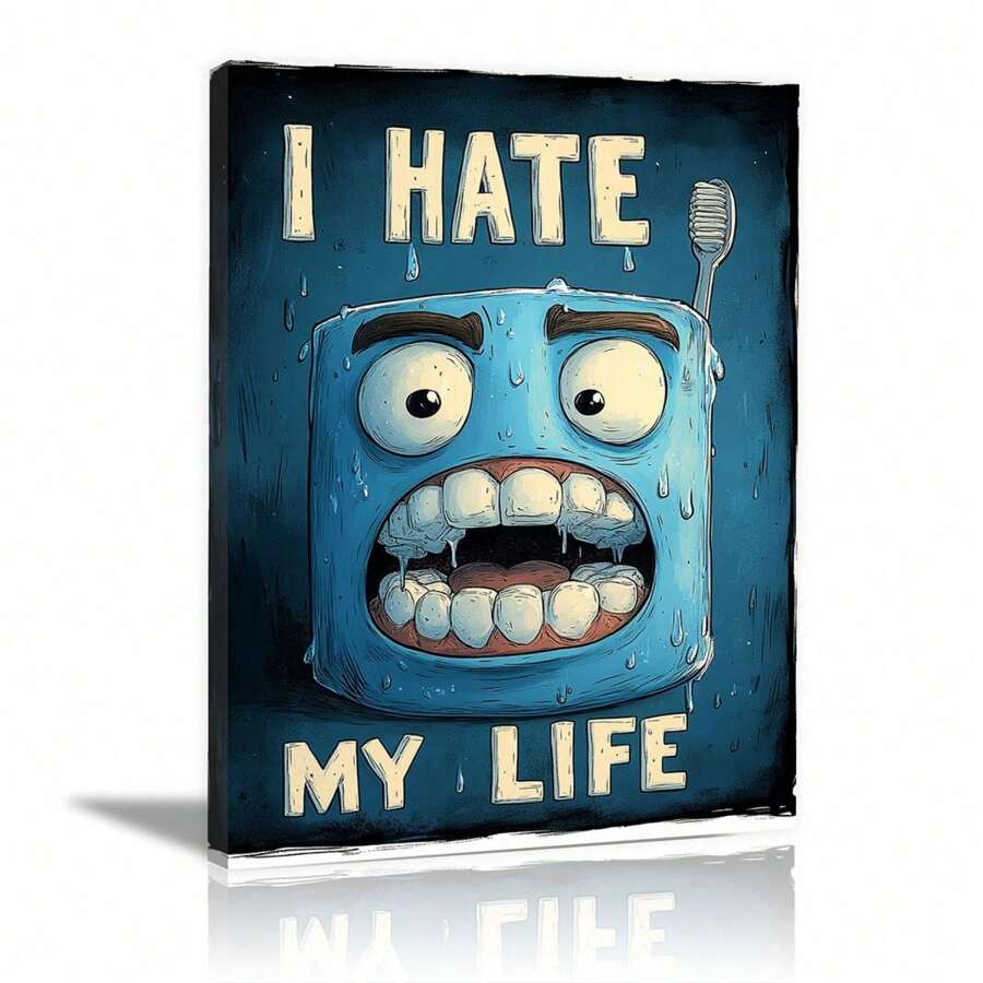 Wall Art, Graffiti Art Prints, Funny Bathroom Style Patterns Funny Animals Wall Art Framed, Farmhouse Animals Pictures Canvas Bathroom Decor, Farm Horse Prints Painting Rustic Country Framed Artwork For Bedroom Living Room Kitchen Bathroom,Canvas Painting,Canvas Motivational Posters For Boy's Room Man Cave Home Decor(Blue)