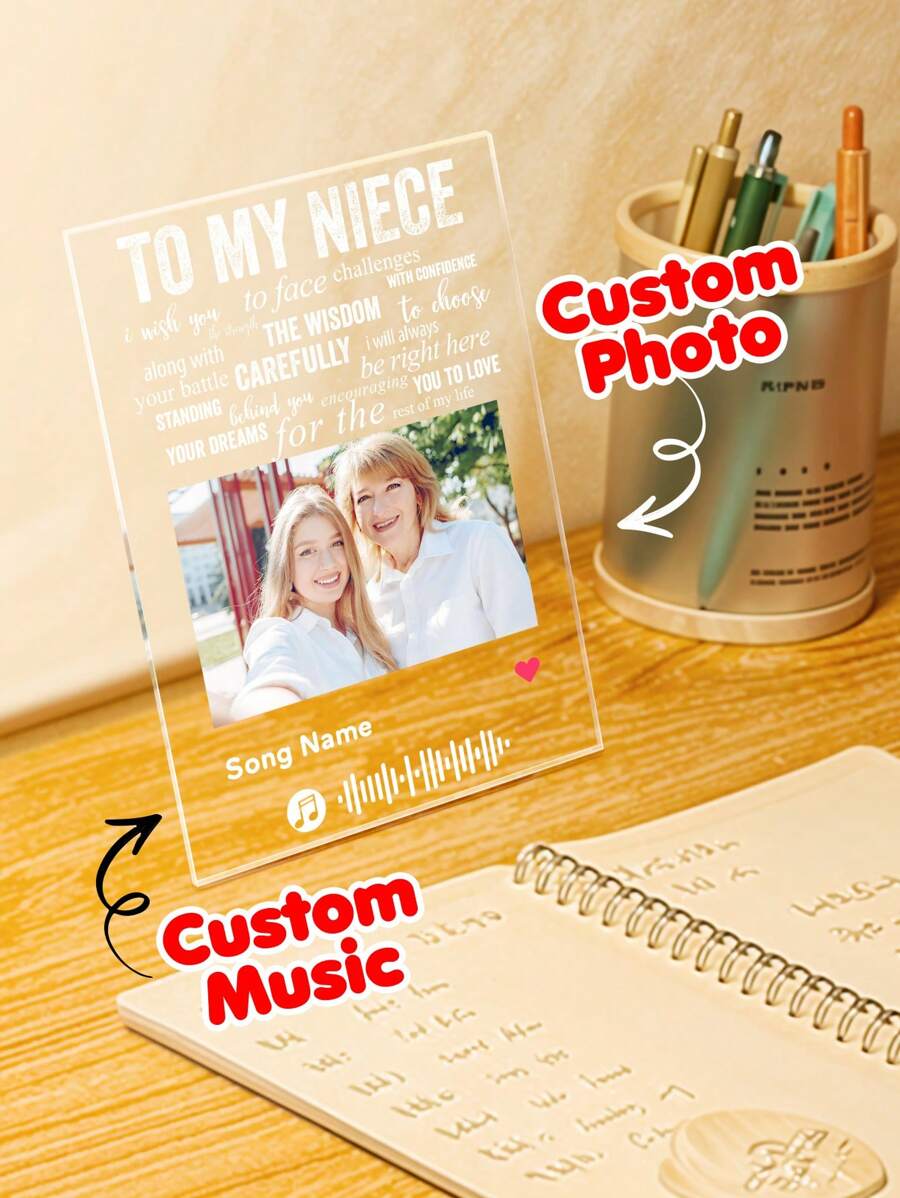 1pc Custom Spotify Plaque, Custom Couple Picture Plaque, Personalized Photo Plaque, Custom Couple Song Music Plaque, Personalized Photo Frame Home Decor, Album Cover Song Plaque, Unique Gifts For Women, Music Art Romantic Gifts, Anniversary Gift, Valentine Gift, Birthday Gift, Wedding Gift, Mother's Day Gift, Father's Day Gift, Best Friend Gift, Best Gift For Mom/Dad, Gift For Her/Him, Best Gift For Girlfriend/Boyfriend Graduation