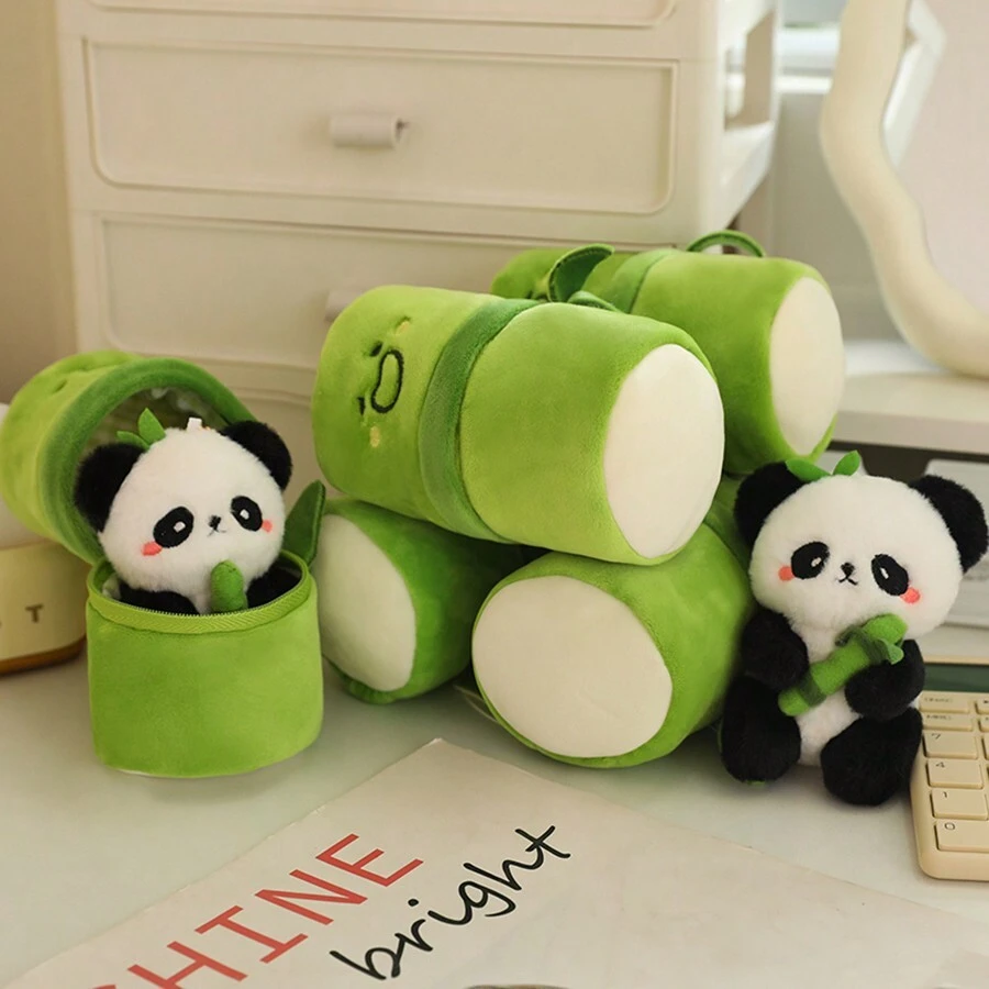 1pc Cute Panda Plush Doll Pendant Keychain, Kids Student Backpack Bag Decor