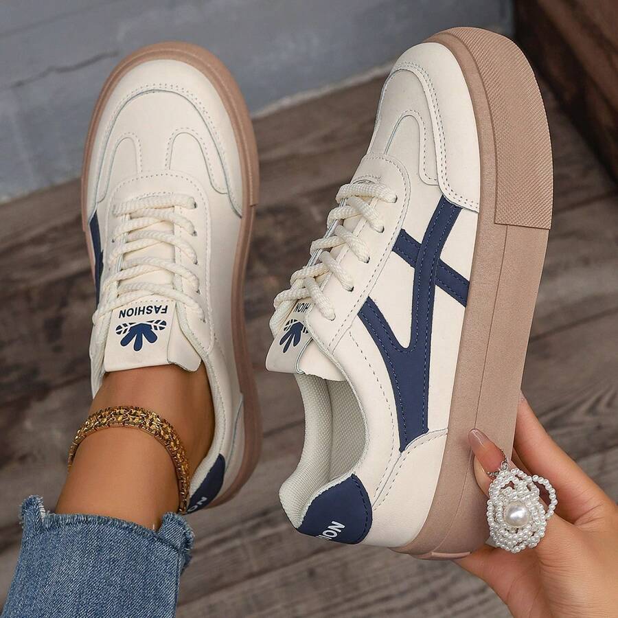 1 paar dames eenvoudige, comfortabele, platte, antislip, duurzame casual sneakers
