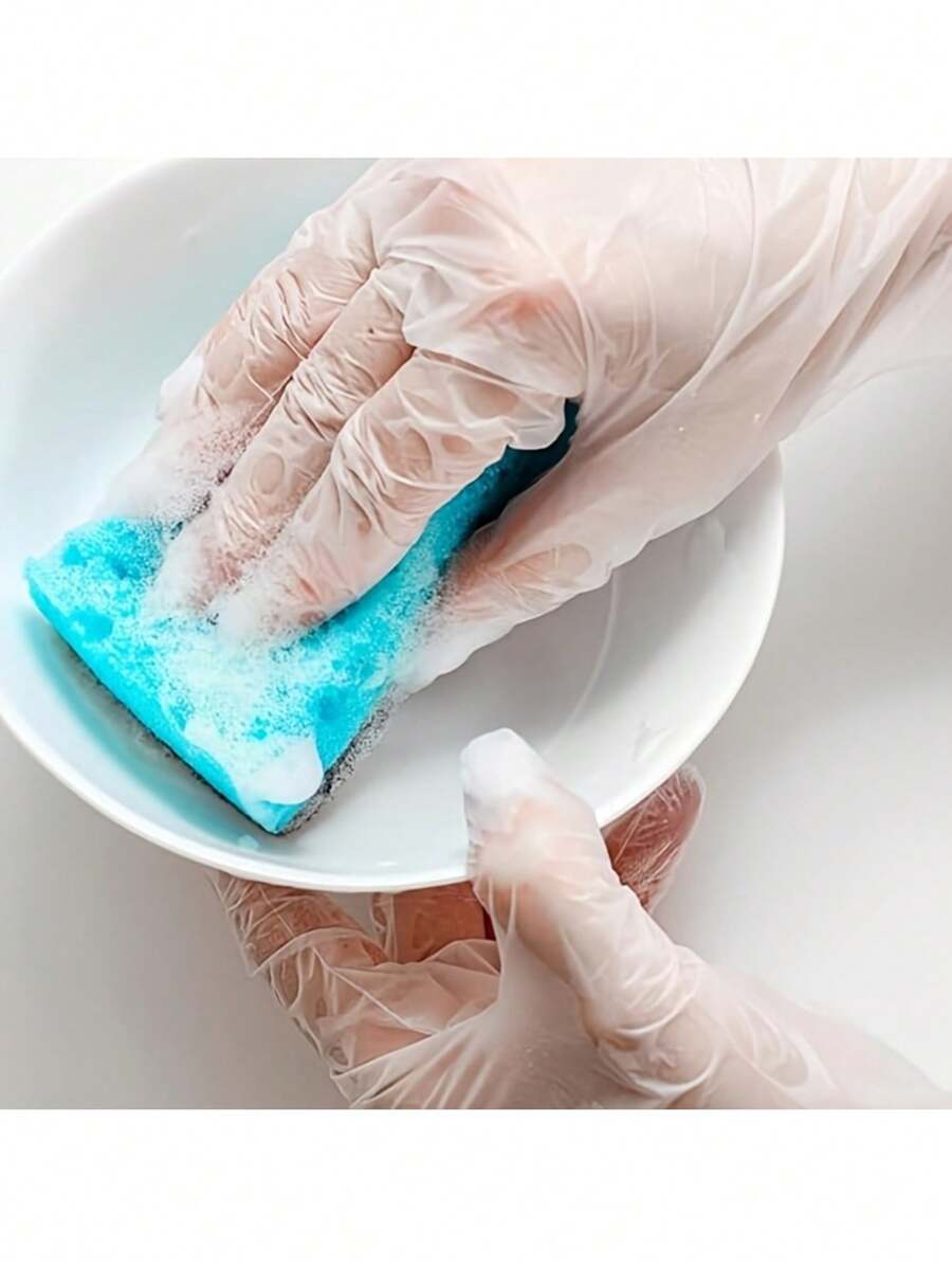 100 pièces de gants jetables en TPE - sans latex et sans poudre, imperméables pour la cuisine, la pâtisserie, le nettoyage, les salons, transparents pour une utilisation domestique, le salon de coiffure, le restaurant, l'hôtel
