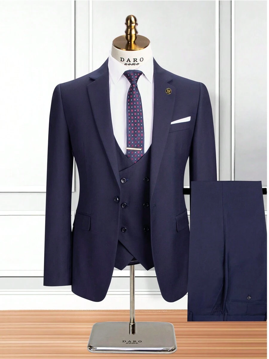 DAROuomo Men Suits Slim Fit For Business Work And Wear 3Pcs Set DRV6158