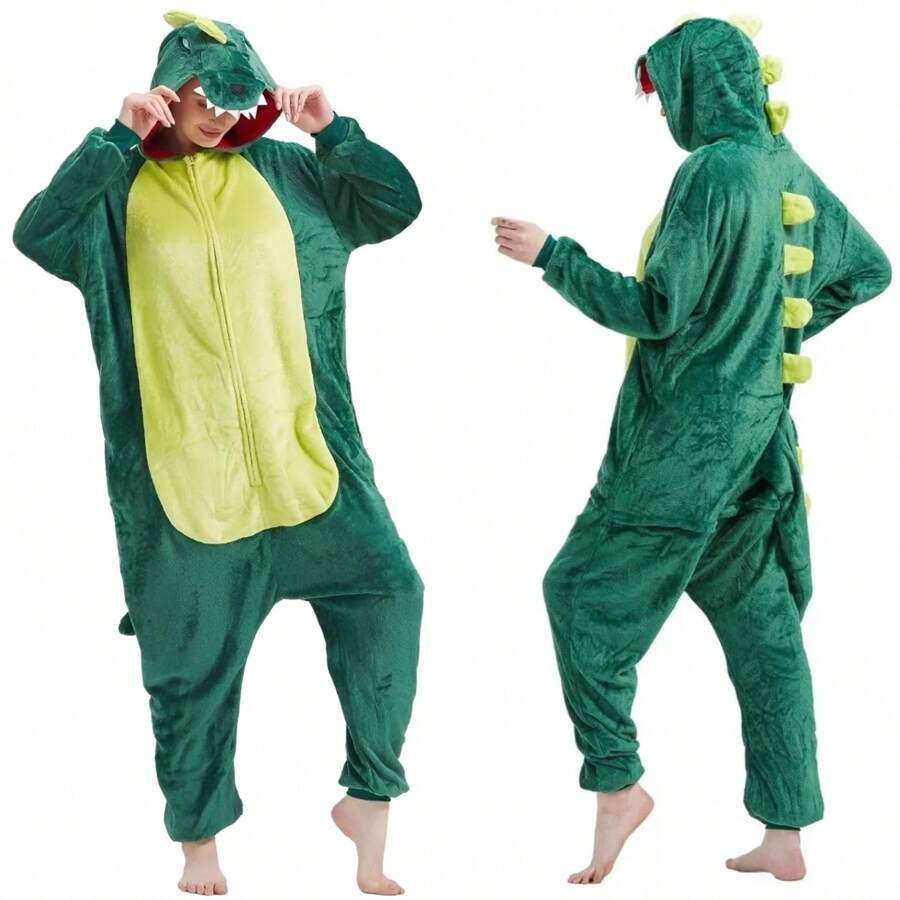 Pijama Macacão Adulto Dinossauro Peluciado Unisex