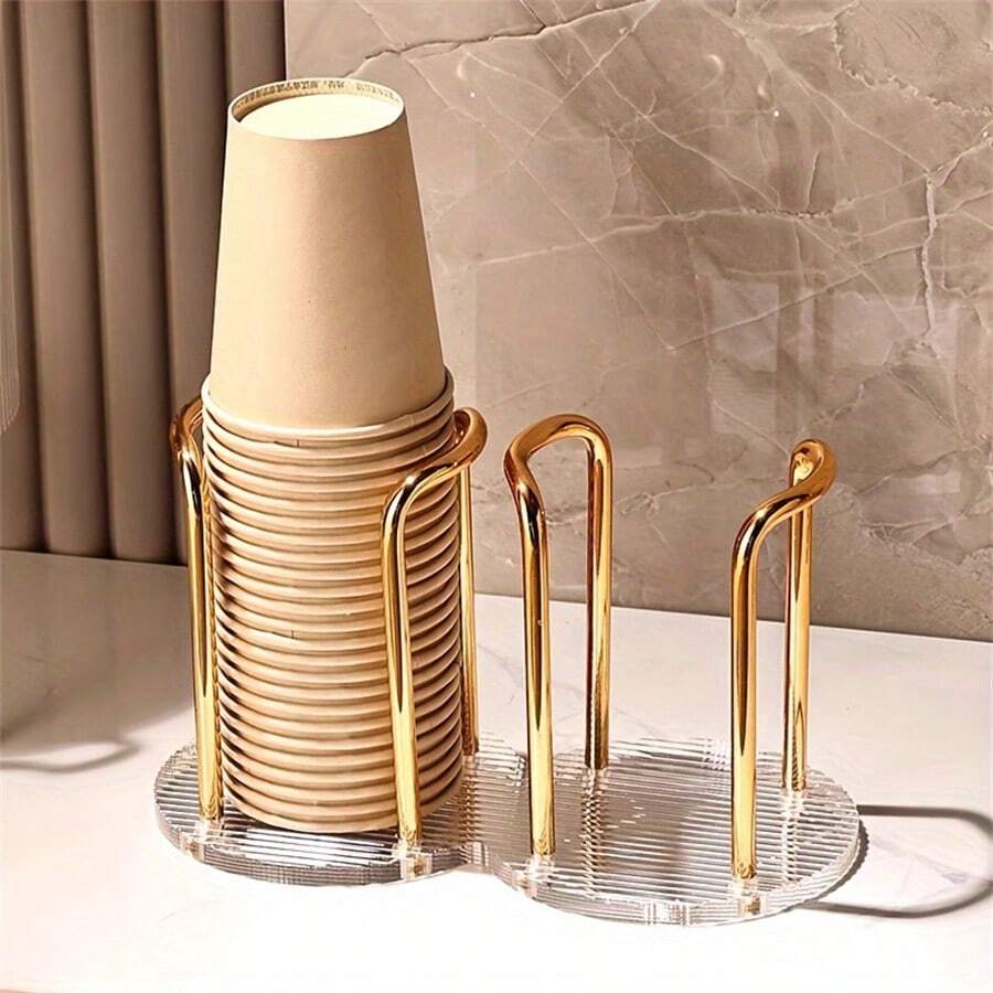 1pc Elegant Acrylic Disposable Cup Holder - Ideal For Home, Cafe, Office & Hotel Use