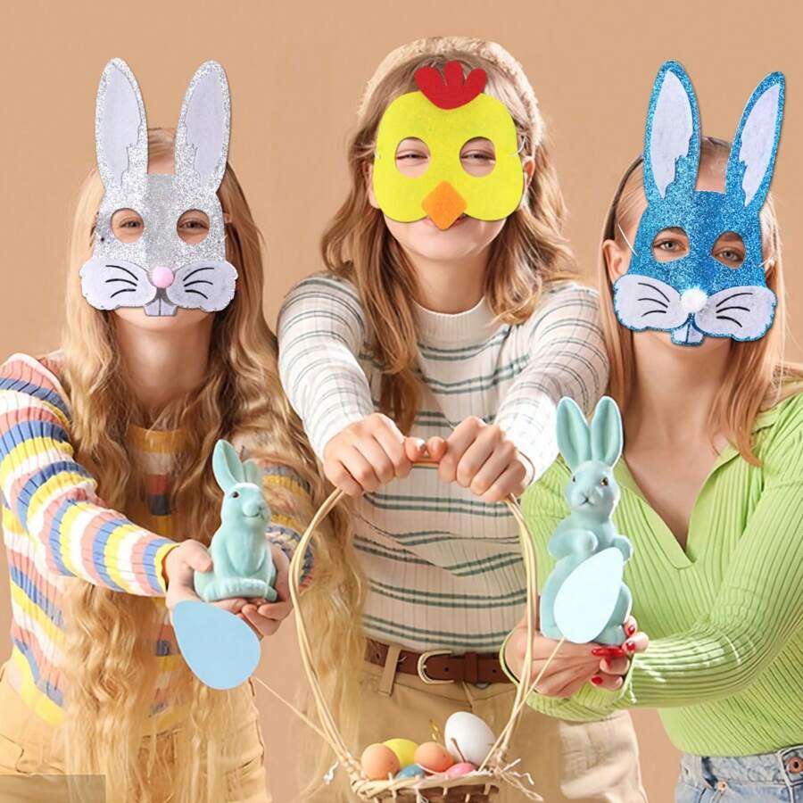 1pc Felt Easter Party Decoration, Photo Prop, Cartoon Animal Mask Headband