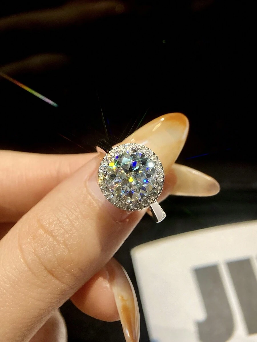 1Pc Simple Six-Claw Diamond 2-3ct Moissanite Diamond Wedding Band Ring Design D Color S925 Sterling Silver Ring,Suitable For Engagement, Wives, Girlfriends, Birthday Gifts, Anniversary Gifts Bridal Fine Jewelry