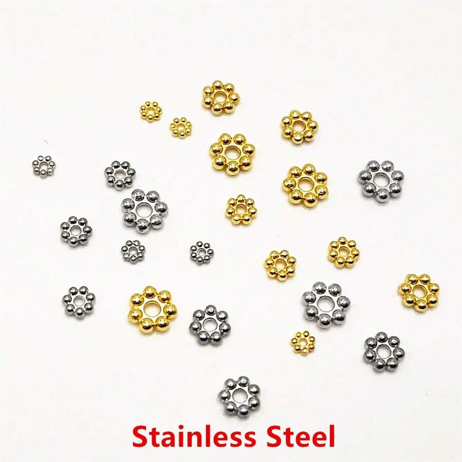 20 sztuk/worek 3/4/5/6mm stal nierdzewna kwiatowe przekładki koraliki złote stokrotki przekładki płatek śniegu przekładki biżuteria przekładki do bransoletki naszyjnika dokonywanie ustaleń