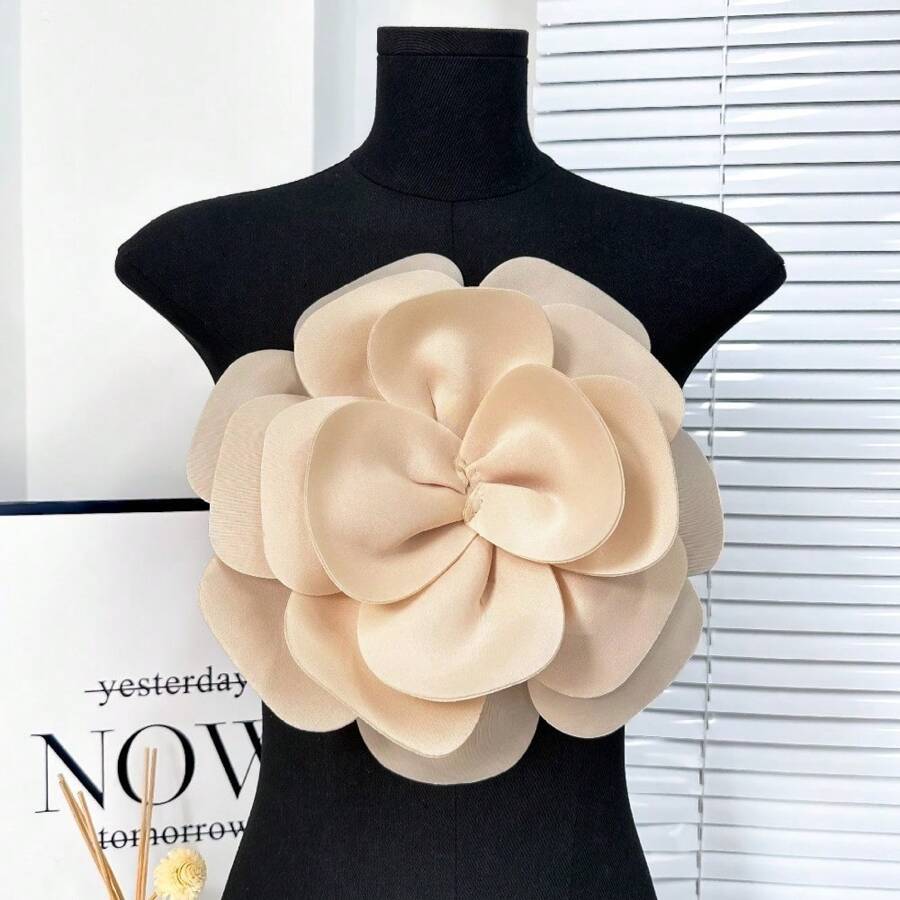1 pieza Nueva decoración de broche floral 3D de gran tamaño extraíble para vestido, decoración de ropa, accesorios para vestido de boda