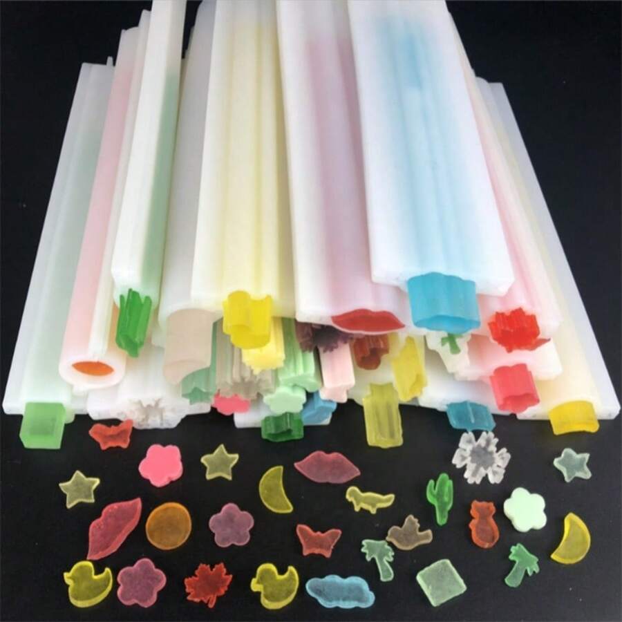 Molde de silicona largo de 32 cm con diferentes formas: mariposa, delfín, redondo, corazón, tubo para hacer jabones artesanales DIY