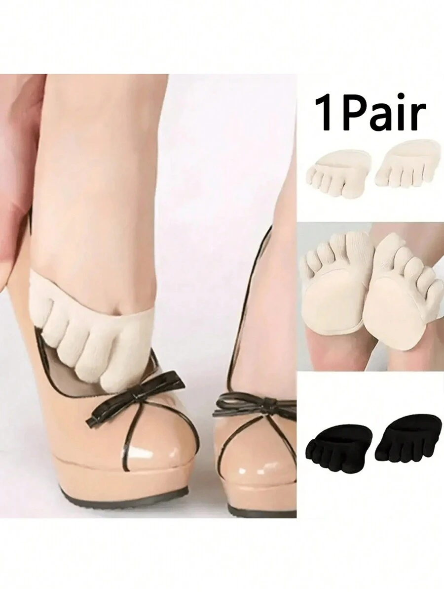 1/2pairs Women's Anti-Blister Half-Palm Five-Toe Socks, Half-Size Pads For Breathable High Heels, Invisible Forefoot Socks Split-Toe High Heels Socks, Non-Slip, Sweat-Absorbent, Breathable And Ventilated, Including Soft Pads For High Heels, Ergonomic Design For Ultimate Comfort