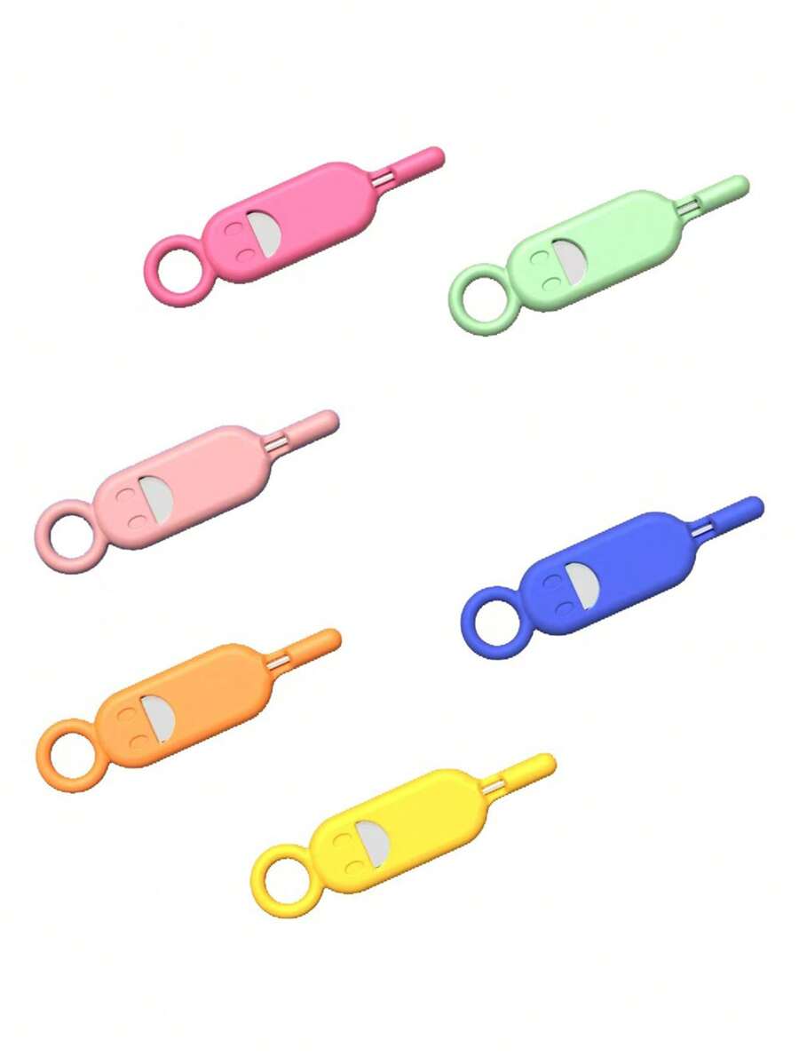 1 pièce Épingle d'éjection de carte SIM avec visage souriant de couleur aléatoire, chaîne porte-clés amovible de plateau de carte mémoire portable, cadeau