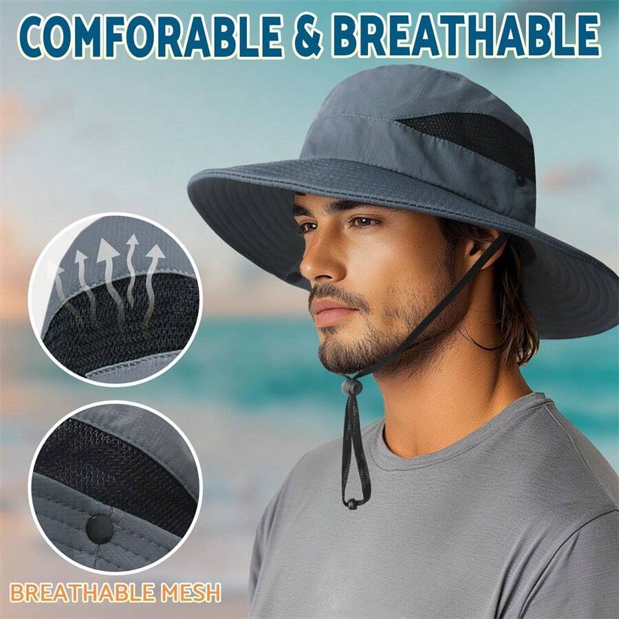 Unisex brede rand zonnehoed voor vissen, wandelen, buitenwerk, tuinieren, trekking, kamperen, strand