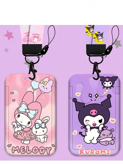 Sanrio حبل معلق للمفاتيح وبطاقة الهوية والحافلة وشارة اللياقة البدنية من سانريو كورومي وهالو كيتي، لتعليق الهاتف المحمول، والمستلزمات المدرسية، العودة إلى المدرسة