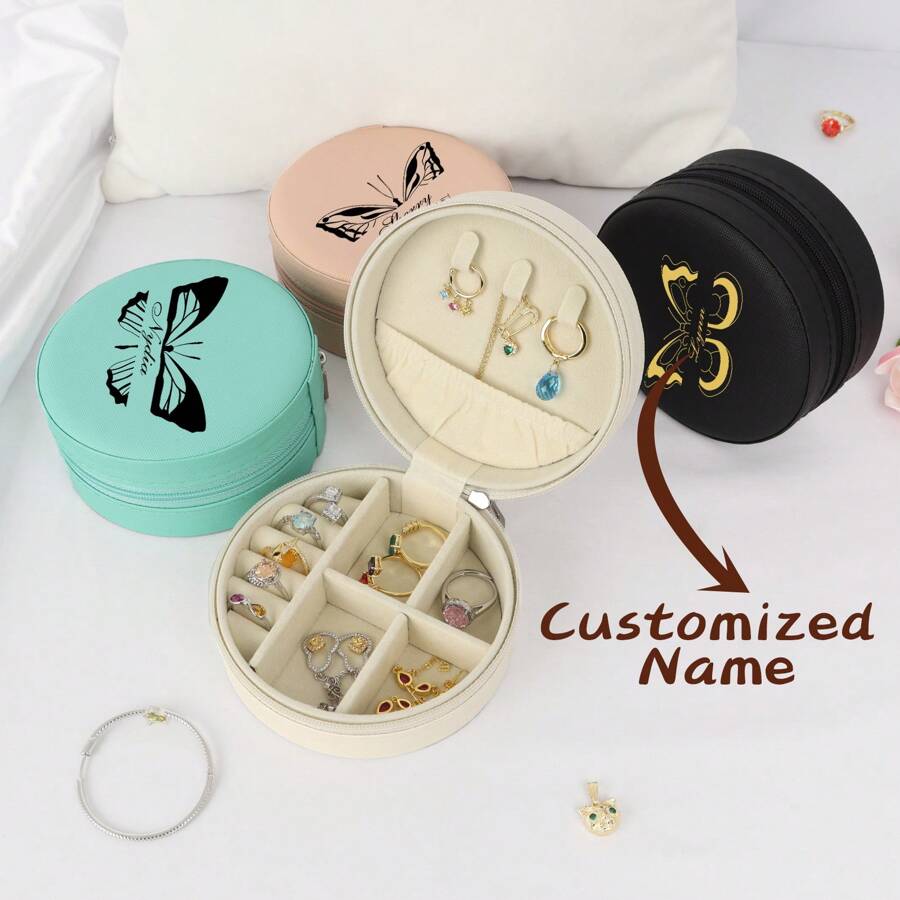 1 caixa de armazenamento de joias femininas com nome personalizado, organizador de joias personalizado e moderno, presente perfeito para mãe, namorada, aniversário.