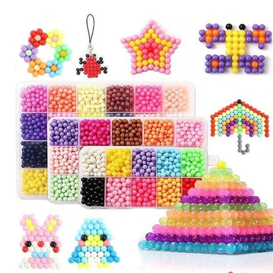 Set creativo di 600/1000/1500/2400 perline a fusione magiche fatte a mano per fai da te e artigianato, giocattolo sensoriale con perline appiccicose, con accessori